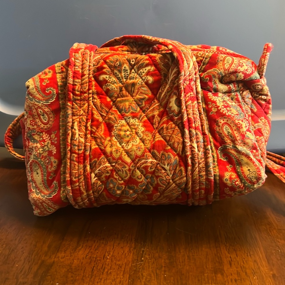 Vera Bradley Red and Brown Quilted Shoulder Bag